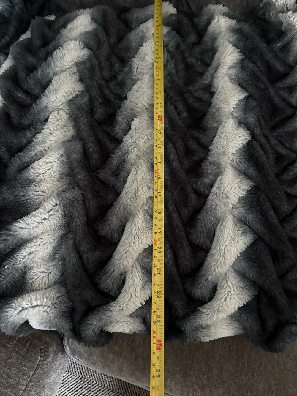 Luxury Faux Fur Chevron Throw pillows- Gray & White